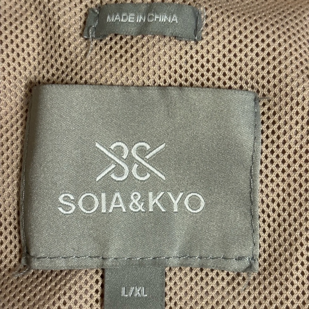 SOIA & KYO Mauve Hooded Windbreaker Jacket Lightweight L/XL - Picture 2 of 8